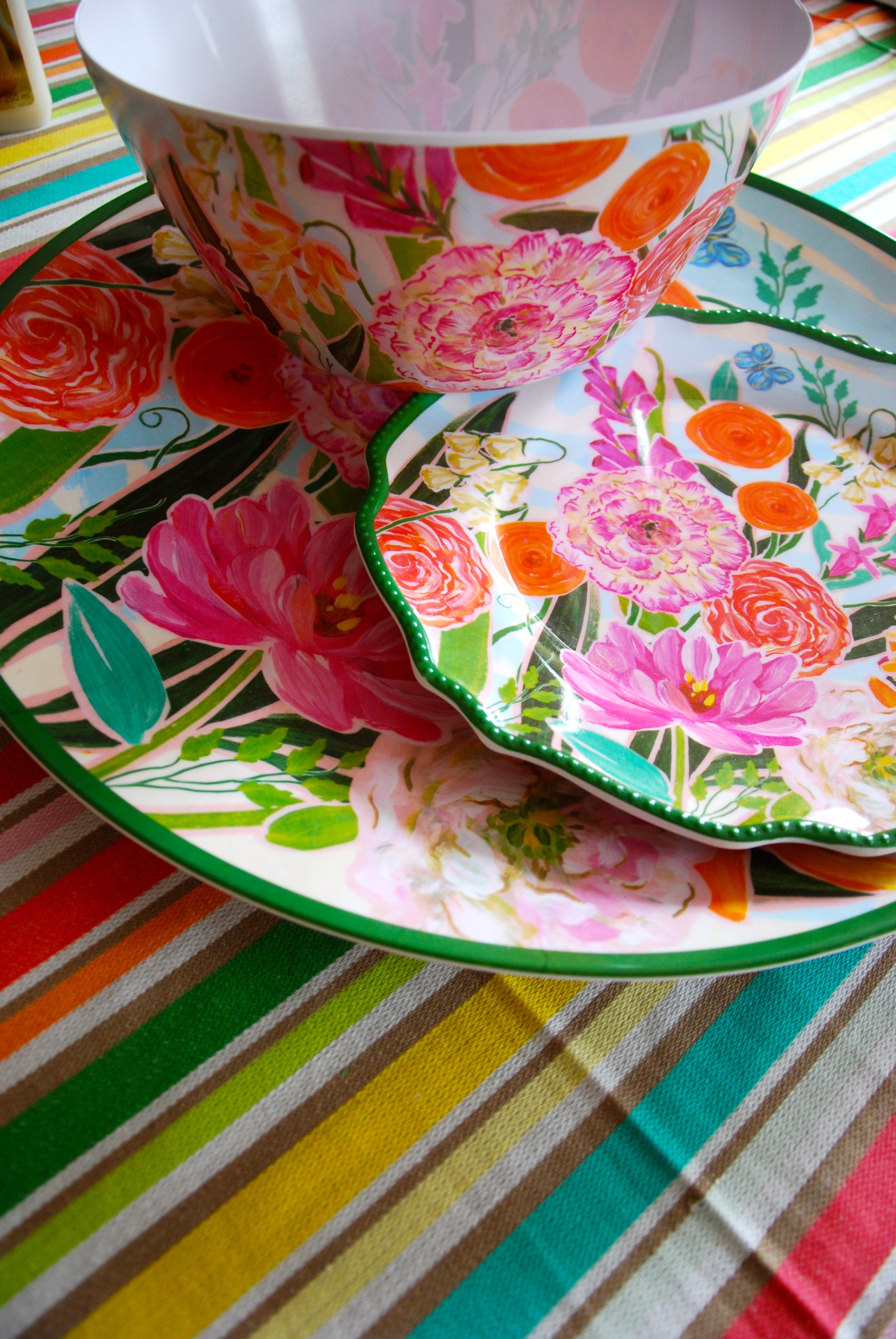 Floral Melamine Plates. UPware 12Piece Melamine Dinnerware Set